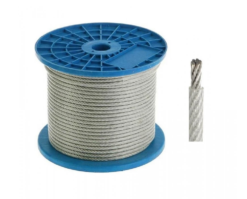 Трос стальной в ПВХ оплетке DIN 3055 М6 PVC M8 (100 м)