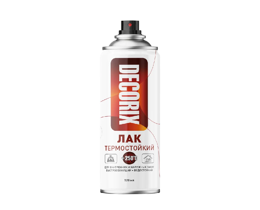 Лак аэрозольный Decorix термостойкий +250°C бесцветный глянцевый (520 мл)