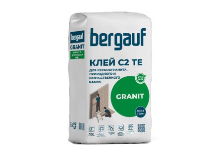 Клей эластичный для керамогранита, природного и искусственного камня GRANIT, 25кг, Bergauf