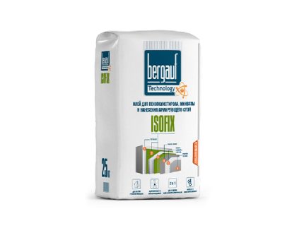 Клей для пенополистирола, минваты и нанесения армирующего слоя ISOFIX, 25кг, Bergauf