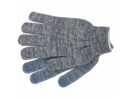 Перчатки 6 нитей серые с ПВХ